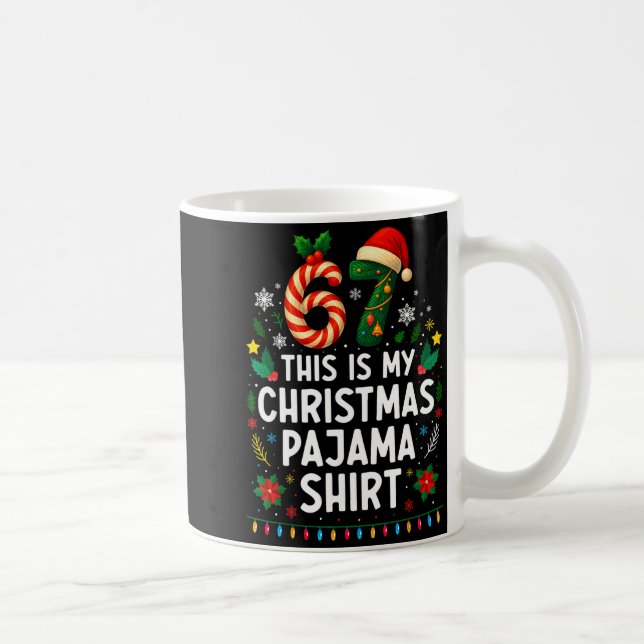 67 Christmas Pajama Shirt 6 7 Funny Meme Teen Boys Kaffemugg (Höger)