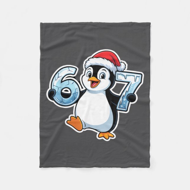 67 Christmas Penguin Santa Hat Birthday Holiday  Fleecefilt (Framsidan)