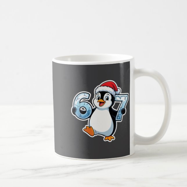 67 Christmas Penguin Santa Hat Birthday Holiday  Kaffemugg (Höger)