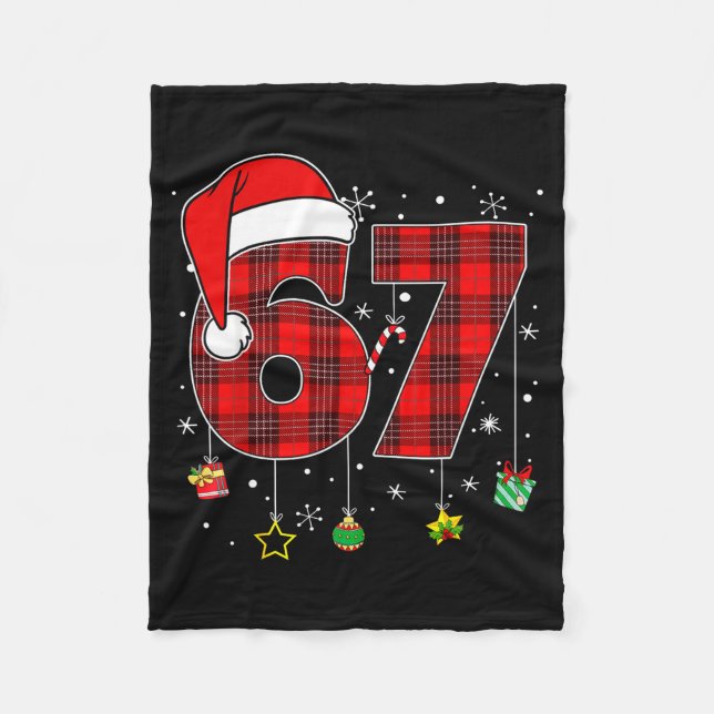 67 Christmas Plaid Santa Hat Funny Family Matching Fleecefilt (Framsidan)