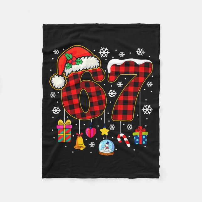 67 Christmas Red Plaid 6 7 Six Seven Boys Christma Fleecefilt (Framsidan)