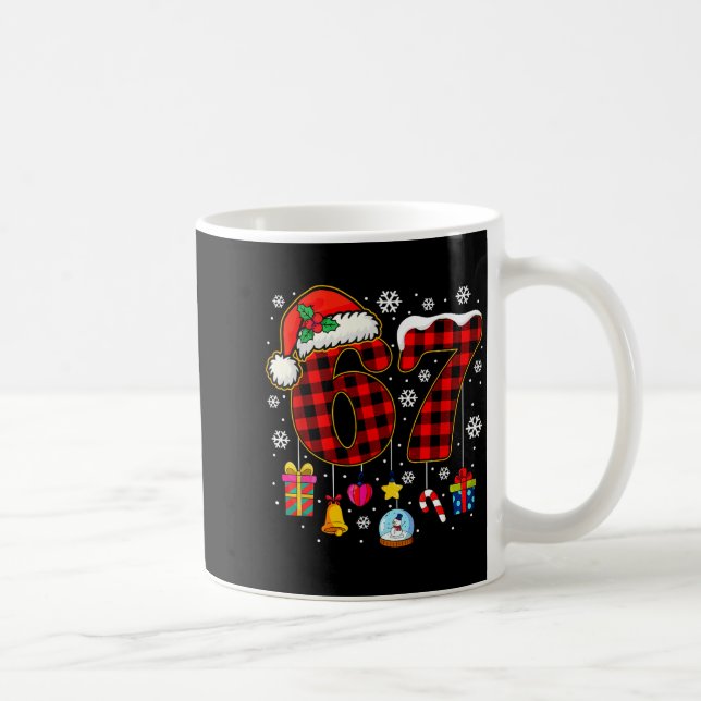 67 Christmas Red Plaid 6 7 Six Seven Boys Christma Kaffemugg (Höger)