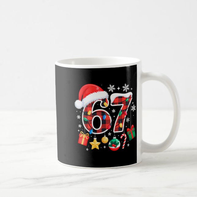 67 Christmas Red Plaid 6 7 Six Seven Boys Christma Kaffemugg (Höger)