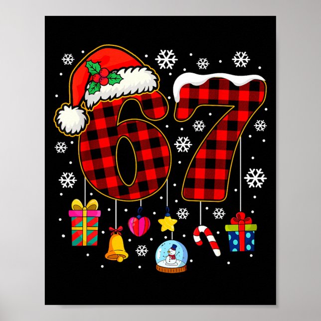 67 Christmas Red Plaid 6 7 Six Seven Boys Christma Poster (Framsidan)