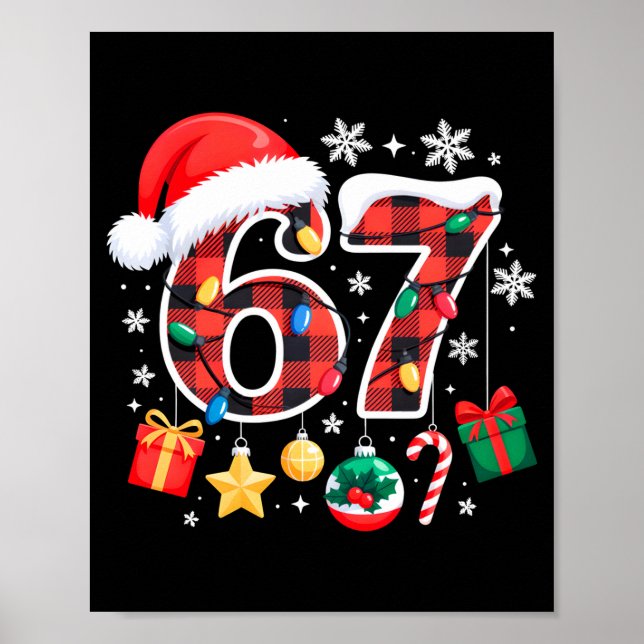 67 Christmas Red Plaid 6 7 Six Seven Boys Christma Poster (Framsidan)