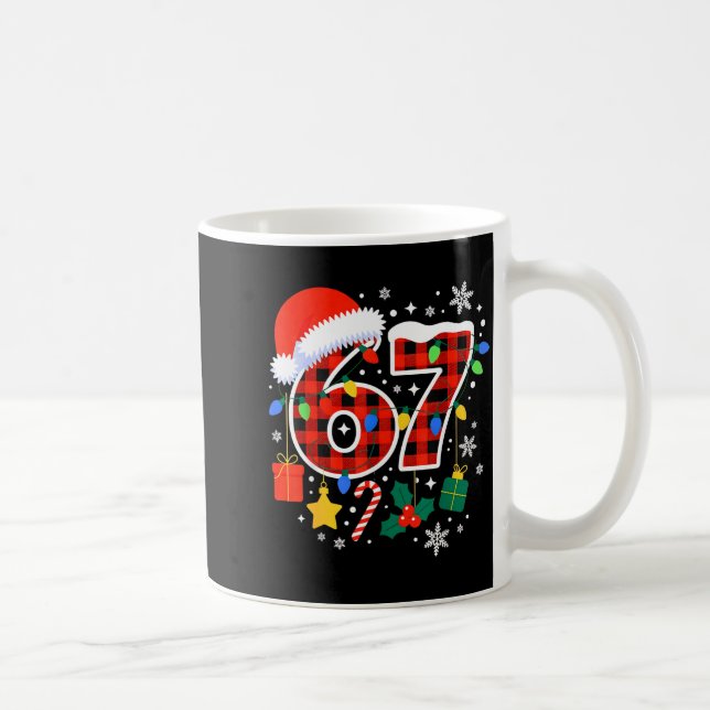 67 Christmas Red Plaid 6 7 Six Seven Boys  Kaffemugg (Höger)