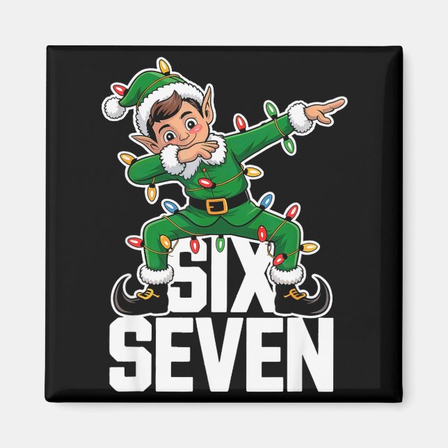 67 Christmas Six Seven 6 7 Meme Funny Dabbing Elf  Magnet (Framsidan)