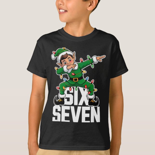 67 Christmas Six Seven 6 7 Meme Funny Dabbing Elf  T Shirt (Framsida)