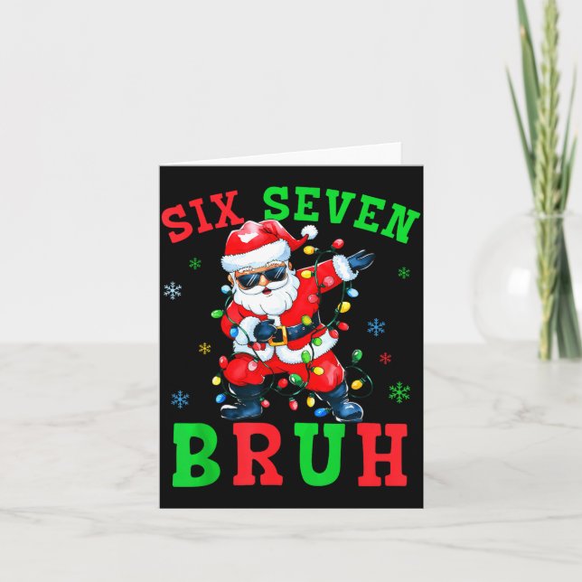 67 Christmas Six Seven Bruh Meme Santa Dabbing Chr Kort (Framsida)