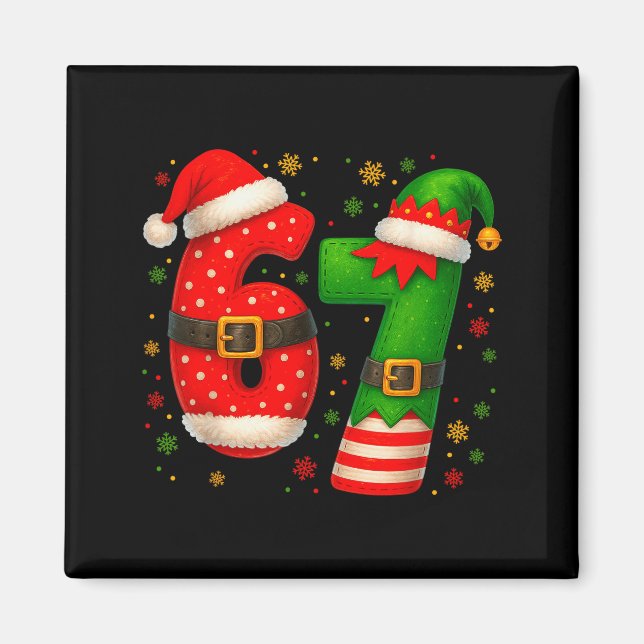 67 Christmas Six Seven Costume Santa Claus  Magnet (Framsidan)