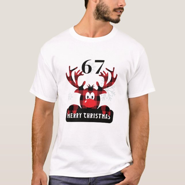 67 Christmas Tee Plaid Reindeer Six Seven Meme (Framsida)
