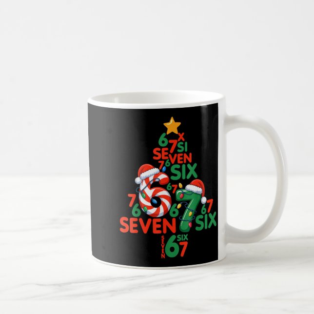 67 Christmas Tree Candy Cane Holiday Six Seven Mem Kaffemugg (Höger)