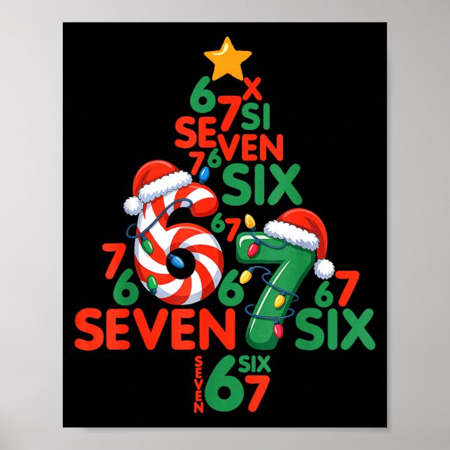 67 Christmas Tree Candy Cane Holiday Six Seven Mem Poster (Framsidan)