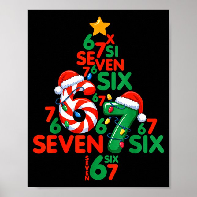 67 Christmas Tree Candy Cane Holiday Six Seven Mem Poster (Framsidan)