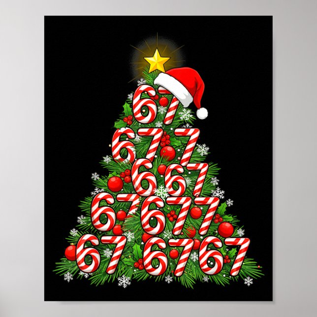 67 Christmas Tree Candy Cane Holiday Six Seven Mem Poster (Framsidan)