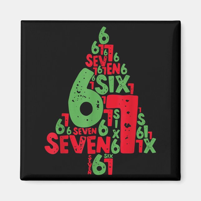 67 Christmas Tree Holiday Six Seven Meme Brainrot  Magnet (Framsidan)