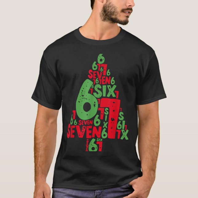 67 Christmas Tree Holiday Six Seven Meme Brainrot  T Shirt (Framsida)