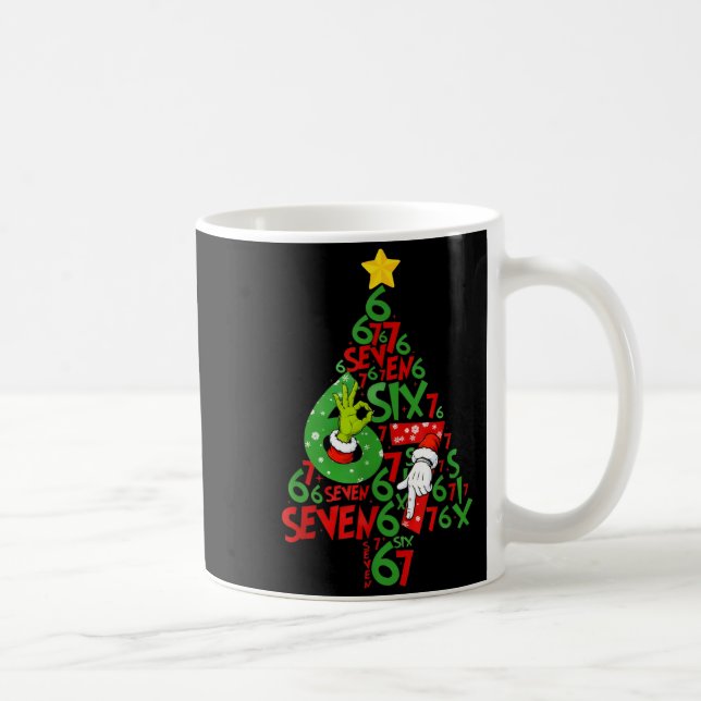 67 Christmas Tree Xmas Holiday Six Seven Meme Brai Kaffemugg (Höger)