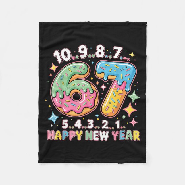 67 Countdown Happy New Year 2026 Funny Donut Numbe Fleecefilt (Framsidan)