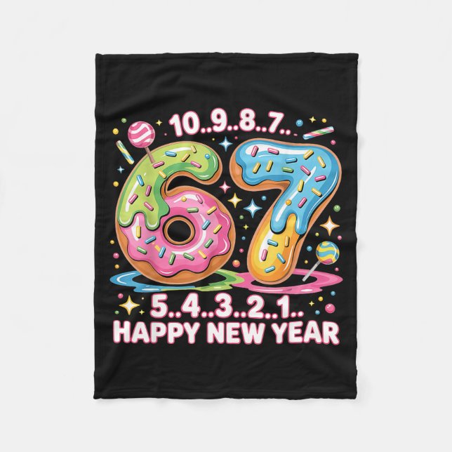 67 Countdown Happy New Year 2026 Funny Donut Numbe Fleecefilt (Framsidan)