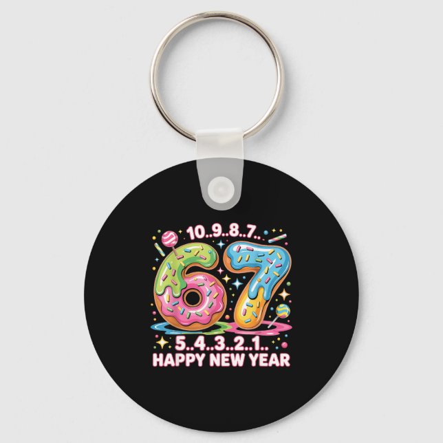 67 Countdown Happy New Year 2026 Funny Donut Numbe Nyckelring (Framsida)