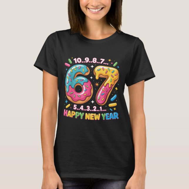 67 Countdown Happy New Year 2026 Funny Donut Numbe T Shirt (Framsida)