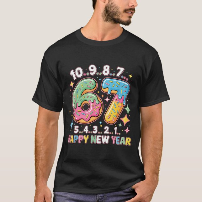 67 Countdown Happy New Year 2026 Funny Donut Numbe T Shirt (Framsida)