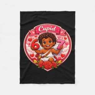 67 Cupid Afroamerikansk Alla hjärtans dag Meme Tre Fleecefilt