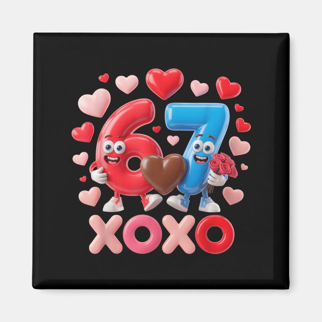 67 Cute Six Seven Gen Meme Couple Anniversary Vale Magnet (Framsidan)