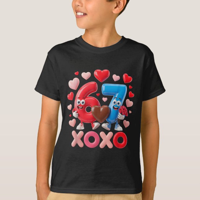 67 Cute Six Seven Gen Meme Couple Anniversary Vale T Shirt (Framsida)