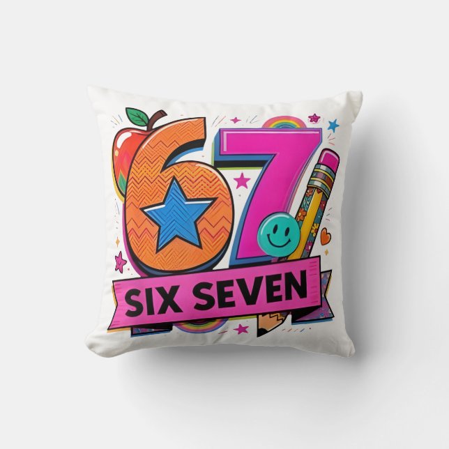 67 dagar skola 67 Six Seven rolig 67 lärare stud Kudde (Framsida)
