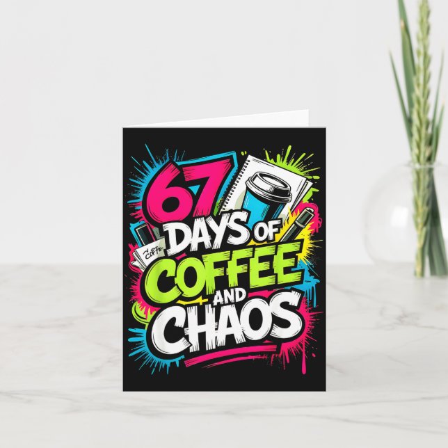 67 Days Of Coffee Teachers Retro School Six Seven  Kort (Framsida)