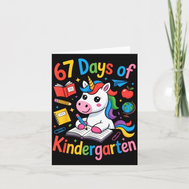 67 Days Of Kindergarten Cute Unicorn For Teachers  Kort (Framsida)