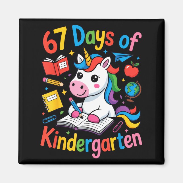 67 Days Of Kindergarten Cute Unicorn For Teachers  Magnet (Framsidan)