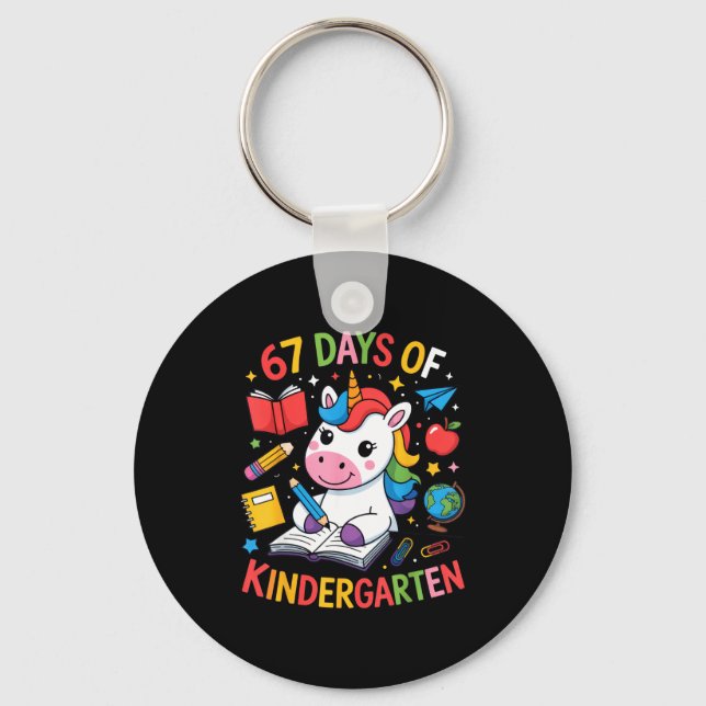 67 Days Of Kindergarten Unicorn Outfit For Kids An Nyckelring (Framsida)