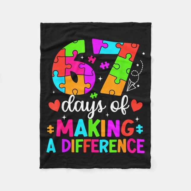 67 Days Of Making A Difference Funny Teacher Stude Fleecefilt (Framsidan)
