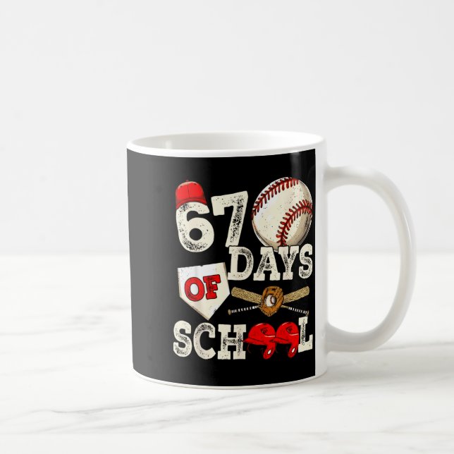 67 Days Of School 67th Day Funny Baseball Meme Men Kaffemugg (Höger)