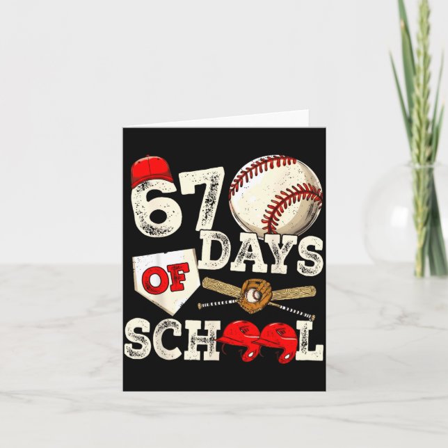 67 Days Of School 67th Day Funny Baseball Meme Men Kort (Framsida)