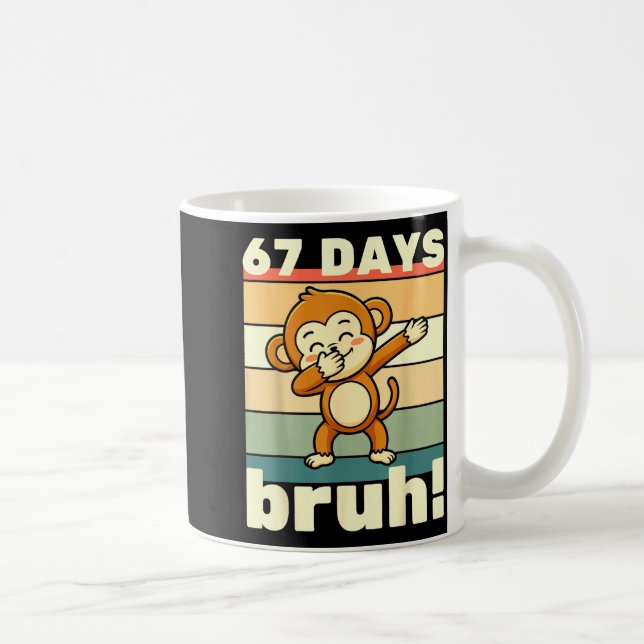 67 Days Of School Bruh Funny Meme Boys Kids Dabbin Kaffemugg (Höger)