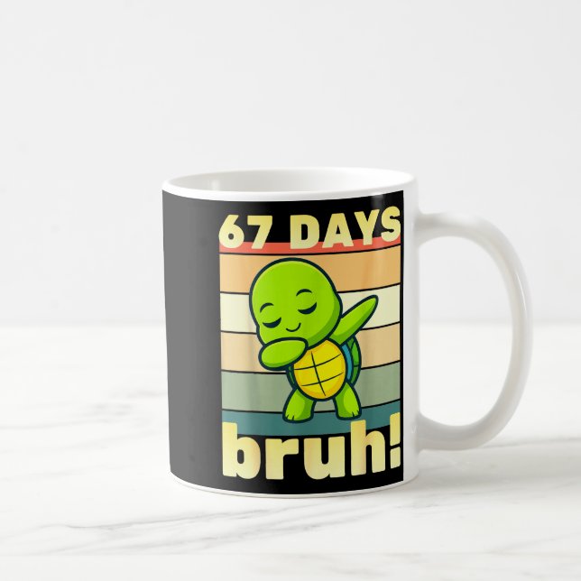 67 Days Of School Bruh Funny Meme Boys Kids Dabbin Kaffemugg (Höger)