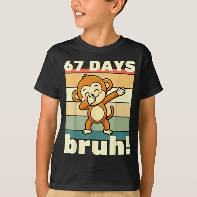 67 Days Of School Bruh Funny Meme Boys Kids Dabbin T Shirt (Framsida)