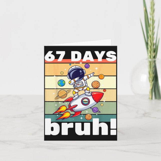 67 Days Of School Bruh Funny Meme Kids Dabbing Ast Kort (Framsida)