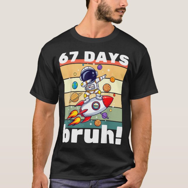 67 Days Of School Bruh Funny Meme Kids Dabbing Ast T Shirt (Framsida)