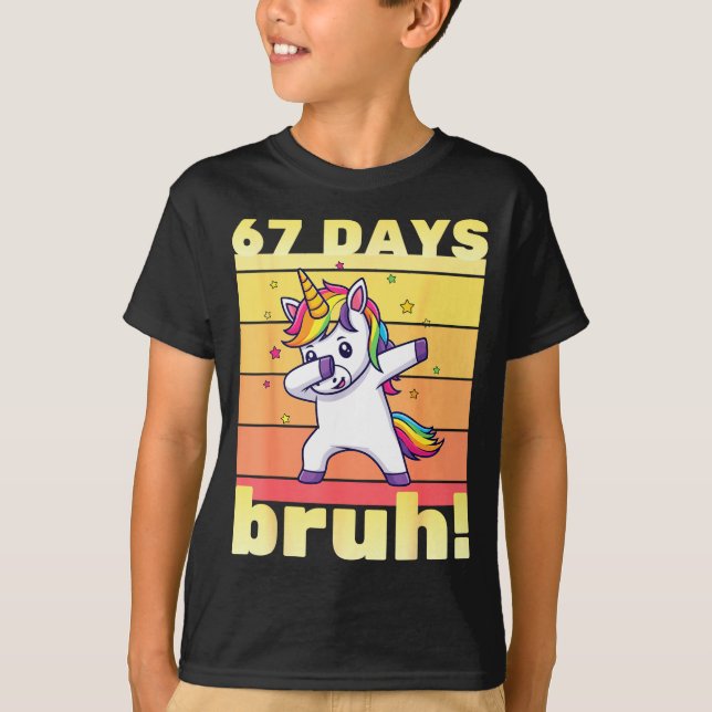 67 Days Of School Bruh Funny Teacher Kids Dabbing  T Shirt (Framsida)
