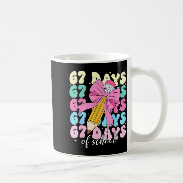 67 Days Of School Coquette Bow Pencil Teacher Cute Kaffemugg (Höger)