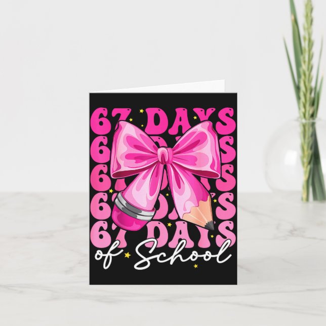 67 Days Of School Coquette Bow Six Seven Meme Teac Kort (Framsida)