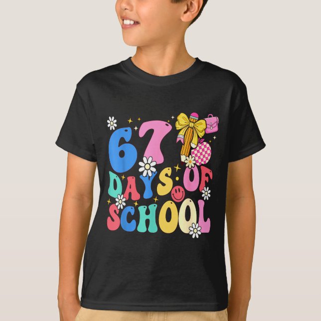 67 Days Of School Coquette Bow Students Teachers 1 T Shirt (Framsida)