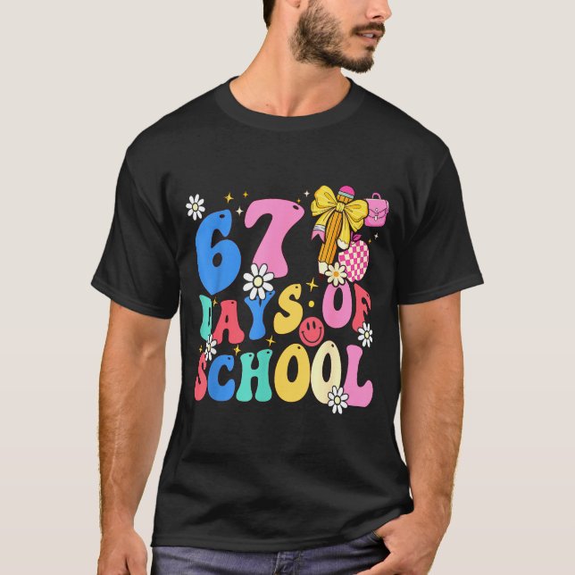 67 Days Of School Coquette Bow Students Teachers 1 T Shirt (Framsida)