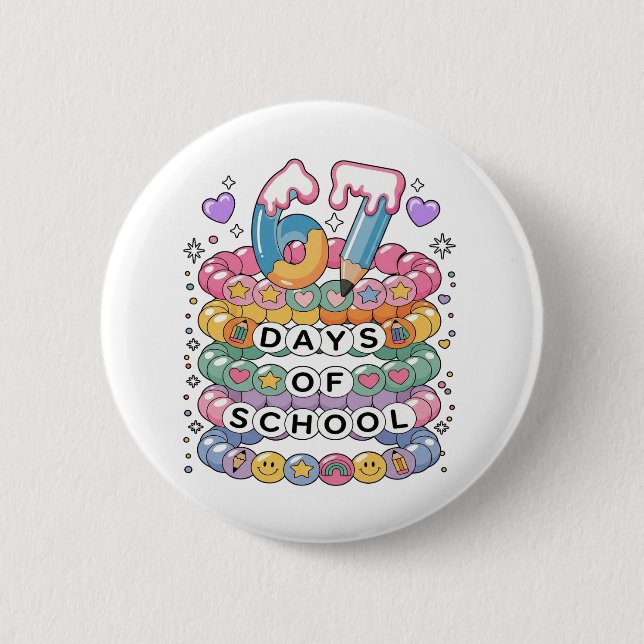 67 Days of School Cute Teacher Colorful Classroom Knapp (Framsida)