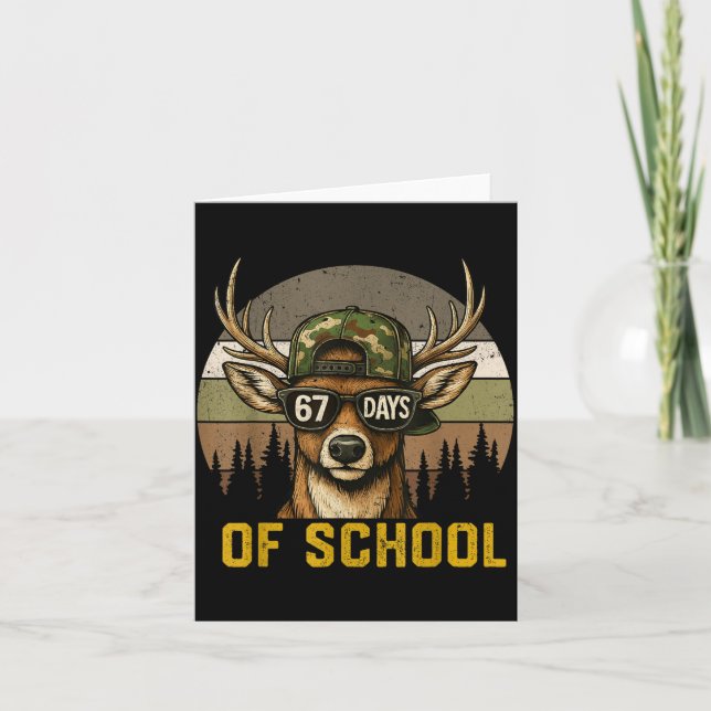 67 Days Of School Deer Hunting Boy Camo Boy Girl T Kort (Framsida)